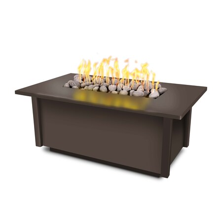The Outdoor Plus 48 Rectangular Salinas Fire Table, Powder Coated Metal, Java, Spark Ignition w/Flame Sense, Natural Gas OPT-SALPC48FSEN-JAV-NG